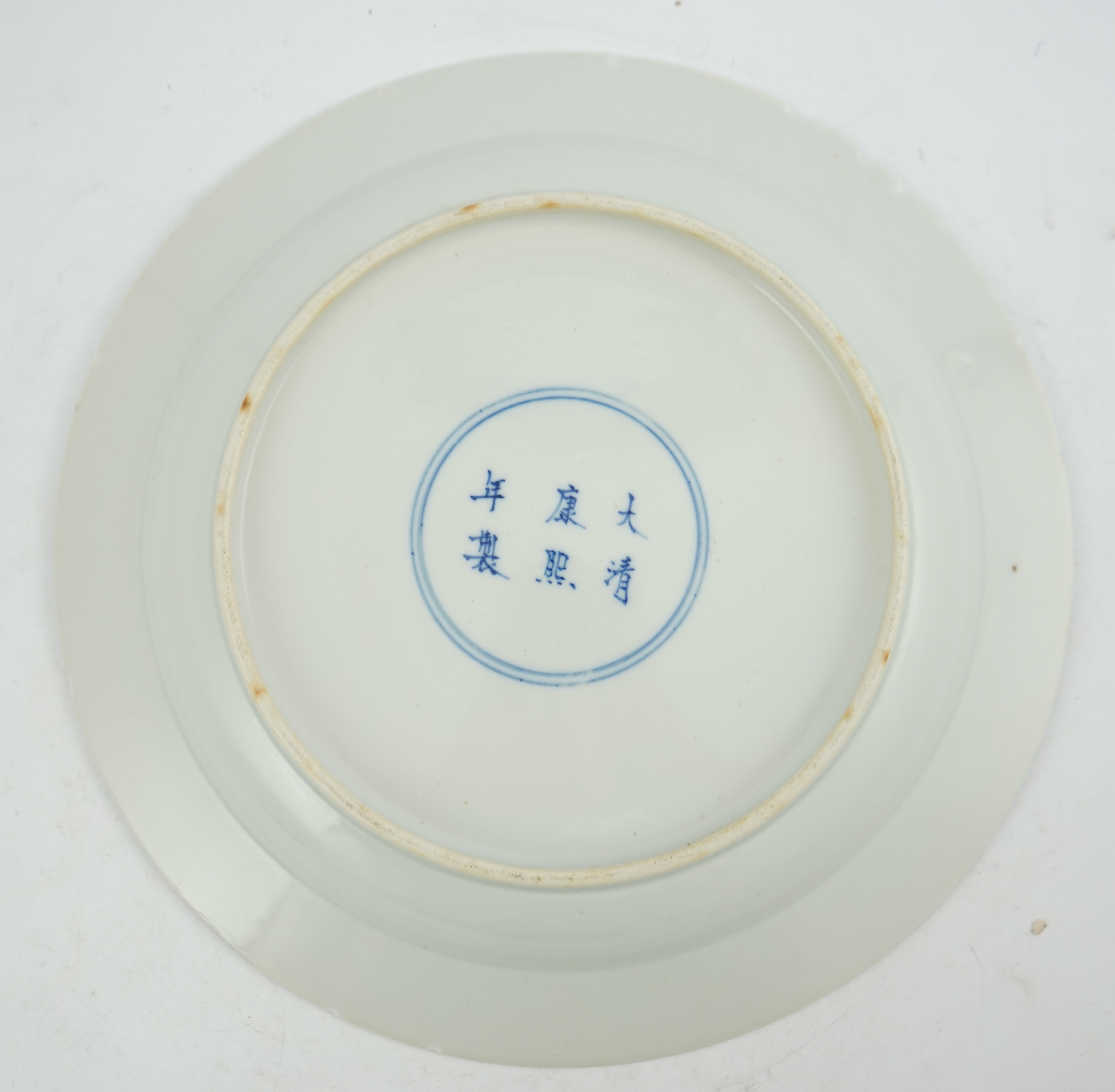 A Chinese blue and white 'ladies' plate, Kangxi mark, 19th century